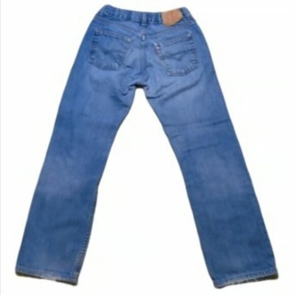 Levi's 505 Medium Wash Distressed Bootcut Jeans Frayed Low Rise Y2K Preppy - Picture 4 of 8